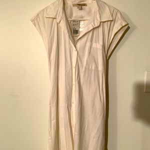 knee length white dress with belt